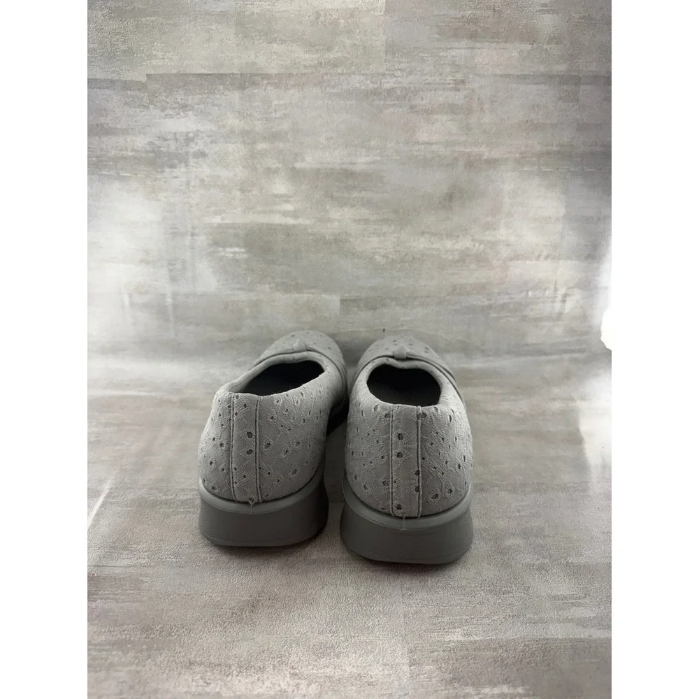 LifeStride BZees Air Step Gray Eyelet Bow Slip On Wedge Shoes Women Sz 7.5W GEM2